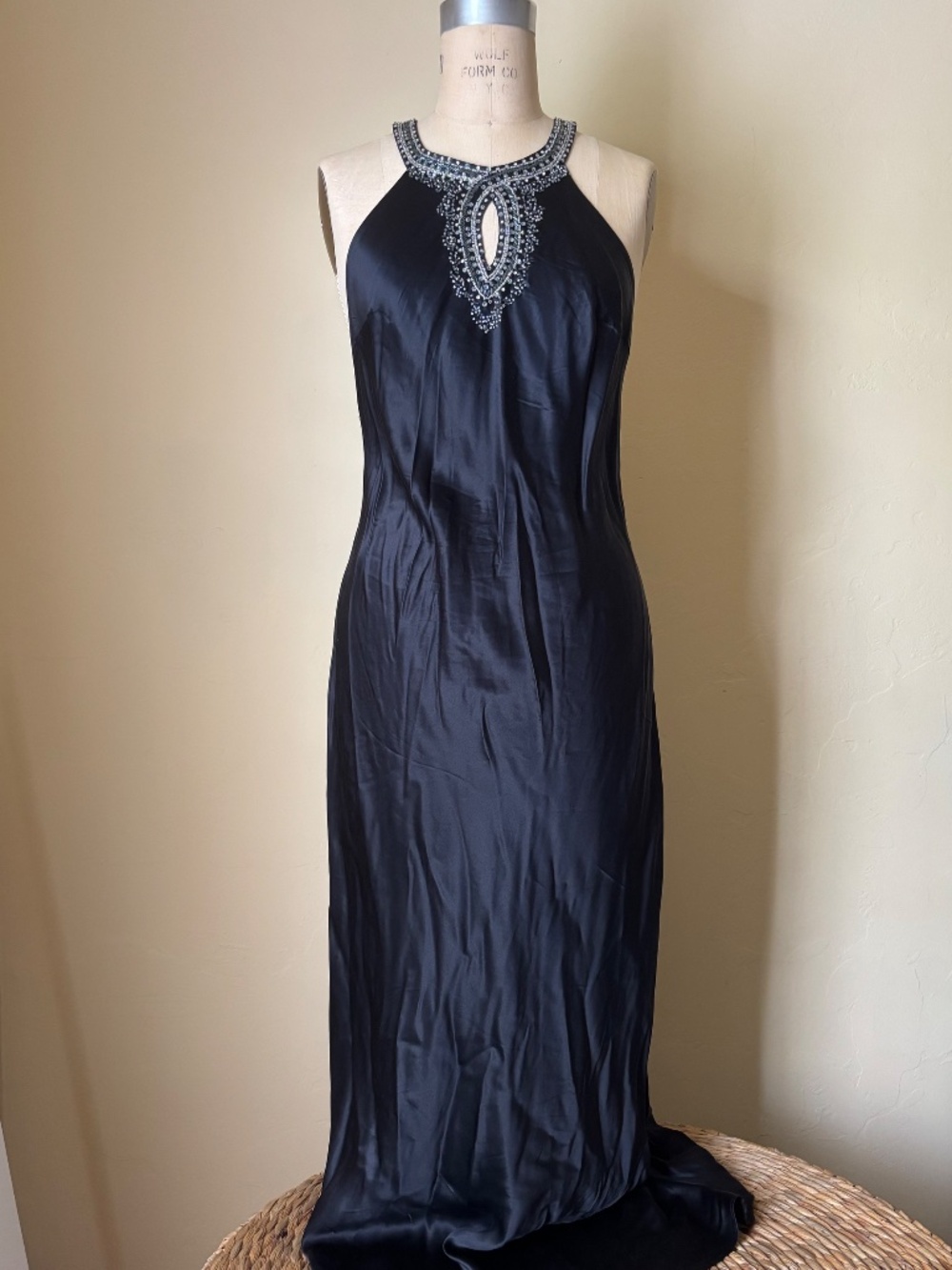 Vintage Y2K VICTORIA'S SECRET 100 SILK Low Back Halter SLIP DRESS Embroidered SM - Picture 2 of 11